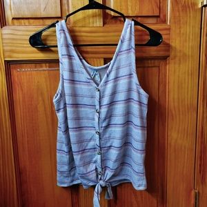 Lavendar Button Up Tie Detail Tank